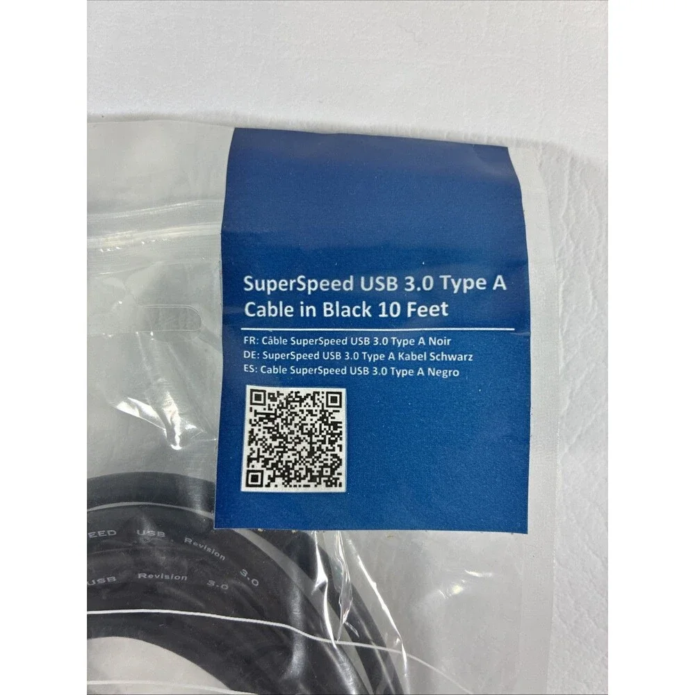 Cable Matters SuperSpeed USB 3.0 Type A cable, 10 feet long, in black.